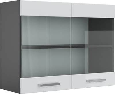 Vicco R-Line Glazen keukenkast – 80 cm Wit Hoogglans