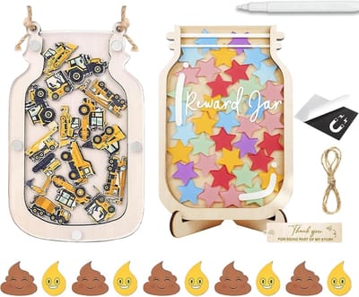2-delige set beloningsglas, 13 x 20 cm, magnetisch: beloningssysteem voor kinderen, decoratief beloningsbord voor klaslokaal, thuis en school, stimuleer gedrag en motivatie