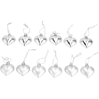 12 stuks Kerst Ornament Hartvorm PVC Kerstboom Hanger Decoraties voor Valentijnsdag zilver