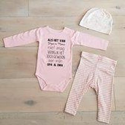 pyjama Baby pakje cadeau geboorte meisje jongen set met tekst aanstaande zwanger kledingset pasgeboren unisex  romper lange mouw wit en broekje| Huispakje | Kraamkado | Gift Set babyset kraamcadeau babygeschenkset