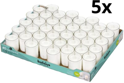 200 stuks Bolsius ReLight kaars in transparante houder 55/42 (16 uur)