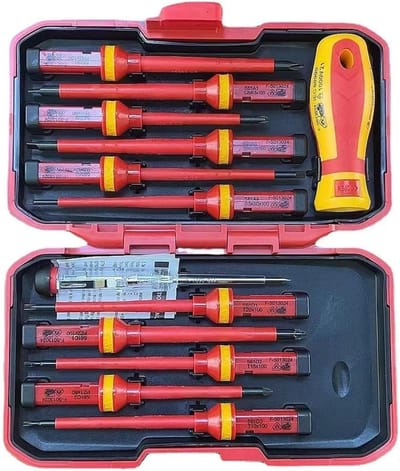 Geïsoleerde Schroevendraaier - Elektricien Gereedschap - Veilig Elektricien Werk - 1000 Volt Bescherming - Set van 13 stuks - Grijs