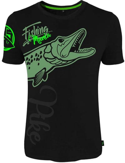 Hotspot Design Fishing Mania Pike T-shirt Met Korte Mouwen Zwart L Man