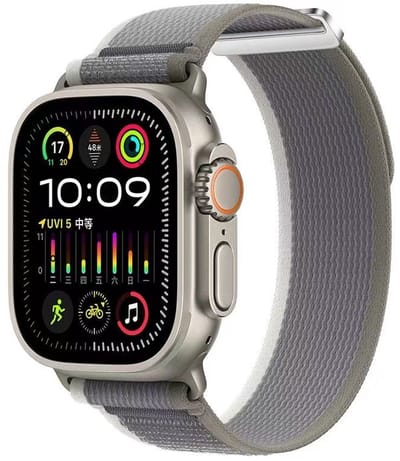 Stravo Trail Loop Nylon Sport bandje - Zachte nylon Smartwatchbandje met klittenbandje - Geschikt voor Apple Watch 42mm (Series 11/10), 41mm (Series 9/8/7), 40mm (Series 6/5/4, SE 3/2/1), 38mm (Series 3/2/1) - Groen/Grijs