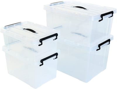 Alpac Opbergboxen - Kunststof - 14, 20, 35 en 48 Liter - Transparant - Set van 4
