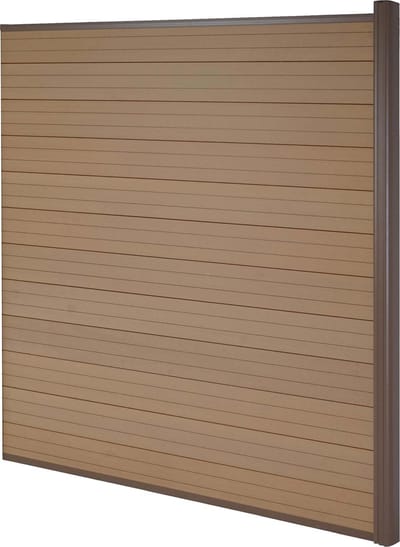WPC privacyscherm Sarthe, windscherm, aluminium paal ~ verlengstuk, 1,85m teakhout