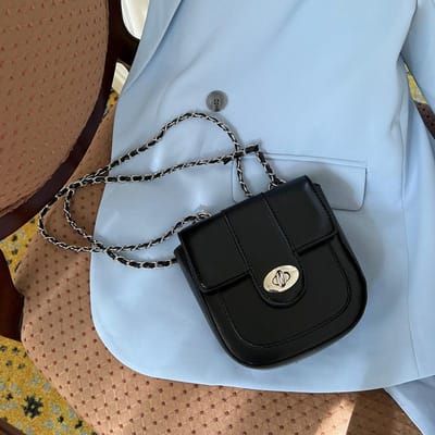 Nieuwe Niche Design Stijl Donkere Textuur Ketting Eén-schouder Onderarmtas Crossbody Zadel Tas black