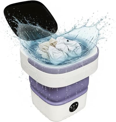 Draagbare Mini Wasmachine - Opvouwbare Wasmachine - Kleine Wasjes Doen - Centrifuge Mand Inclusief - 12 Liter - Lila