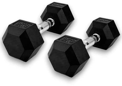 KRAKEN 2x 9 KG (=18KG) Hexagon Dumbbell Set | Stabiele Zeshoekige Vorm | Duurzaam en Comfortabel | Veelzijdig en Betrouwbaar voor Krachttraining | Halter Gewicht voor Fitness | Sport Gym Dumbbell (alt. spelling Dumbel Dumbbel Dumbell) Hand Gewichten