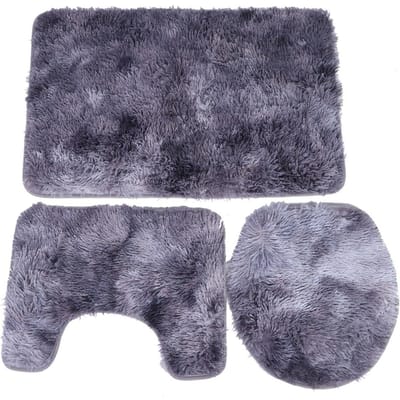 Ensemble de 3 tapis de bain doux antidérapants couverture de couvercle de toilette tapis de bain tapis contour décoration de maison violet violet