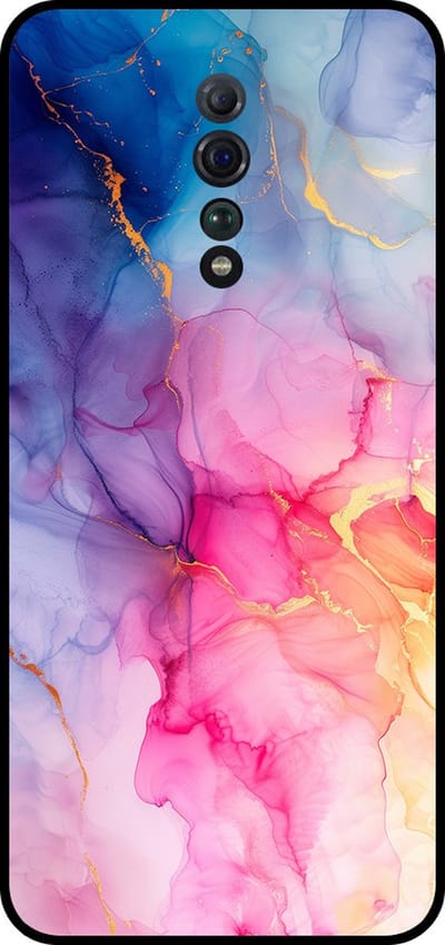 Smartphonica Telefoonhoesje Geschikt voor Oppo Reno Z met marmer opdruk - TPU backcover case marble design - Regenboog geschikt voor Oppo Reno Z