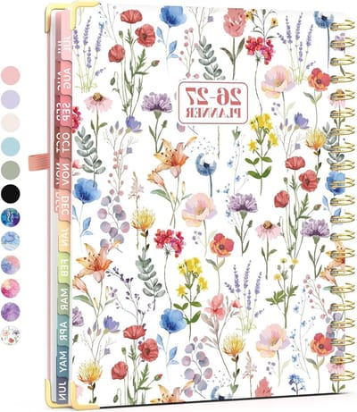 Academische Planner - Week Maand Planner - Planning Maken - 18 Maanden Overzicht - A4 Formaat - Wilde Bloemen