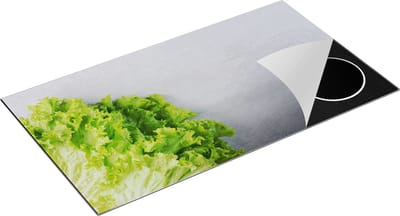 Chefcare Inductie Beschermer Groene Sla op Grijze Marmer - 95x50 cm - Afdekplaat Inductie - Kookplaat Beschermer - Inductie Mat