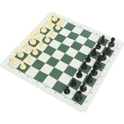 Draagbaar Schaakspel Reis Schaakbord Spel Set Imitatieleer PU Damspel 32 Schaakstukken Met Opbergtas gray