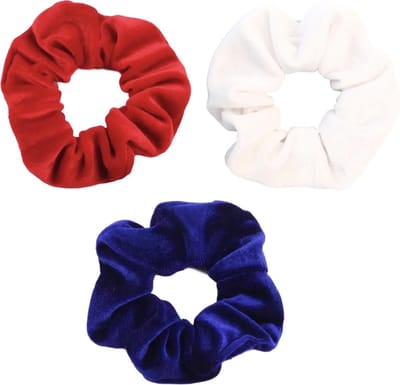 Scrunchie 3 stuks Velvet Extra Vol en Luxe - haarelastiek haarwokkel scrunchies - rood - wit - blauw - Kraagjeskopen.nl