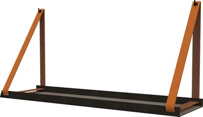 Handles and more -  Stalen wandplank zwart 98cm + leren plankdragers Oranje