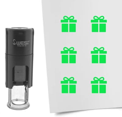 CombiCraft Stempel cadeau 10mm rond groene inkt - per 1 stuk