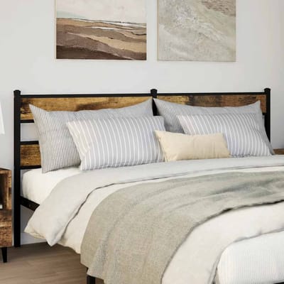 vidaXL - Vervangend - hoofdbord - 180 - cm - ijzer - en - gerookt - eikenkleurig