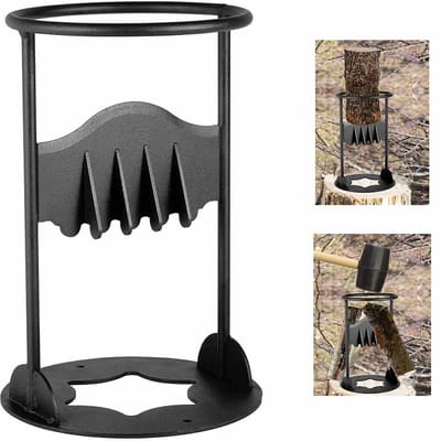 Meedeer Handmatige houtsplijter-Houtklover-Brandhoutsplijter-Gietijzer-Zwart-Klein-Houtkliever-Robuust-21*31cm-Voor open haard-huis en camping