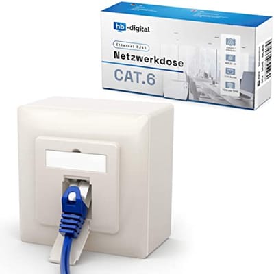 CAT 6 Netwerkcontactdoos voor Opbouw en Inbouw met RJ45-poort - Volledig Afgeschermd en Compatibel met EIA/TIA 568A & B