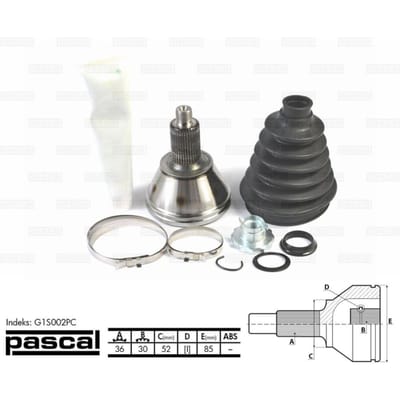 Homokineet reparatie set, aandrijfas PASCAL G1S002PC