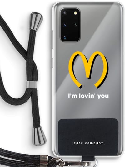 Case Company® - Hoesje met koord geschikt voor Samsung Galaxy S20 Plus hoesje met Koord - I'm lovin' you - Telefoonhoesje met Zwart Koord - Bescherming aan alle Kanten en Over de Schermrand