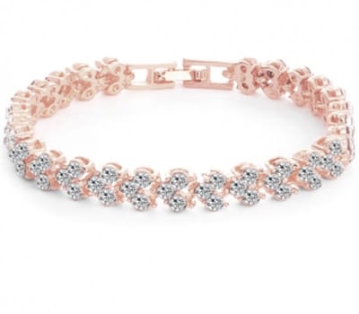 Armband -rose -gold kleur- visgraat- zirkonia steentjes - Charme Bijoux