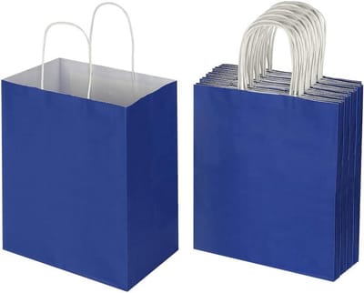 Papieren Geschenkzakken - Kraft Zakken - Feestelijke Cadeaus - Gemaakt van Gerecycled Papier - Medium Formaat - Koningsblauw