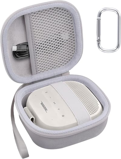 Duurzame Hard Shell Reiskoffer voor Draagbare Bluetooth Speaker, Geschikt voor SoundLink Micro, Bescherming en Opbergruimte, Grijs