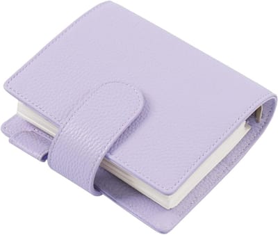Leren Ringplanner A7 - Pocket Organizer - Dagelijkse Planning - Zijvak Buitenkant - 25 mm Ring - Kiezellavendel