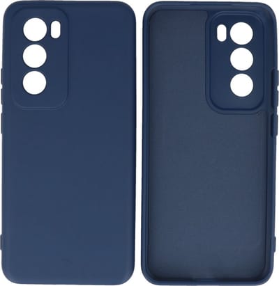 Hoesje Geschikt voor OPPO Reno 12 5G - Fashion Telefoonhoesje Backcover - Siliconen Hoesje - Navy