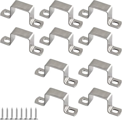 10x U-Vormige Slanghouder Vierkant 25x25mm voor Buisbevestiging - RVS 304 Inclusief Schroeven