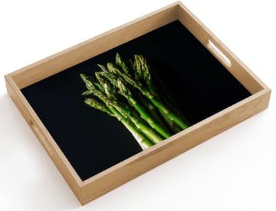 Dienblad hout 40x30 cm - Schootdienblad - Asperges - Felgroen - Borrelplank rechthoek - Plateau dienbladen