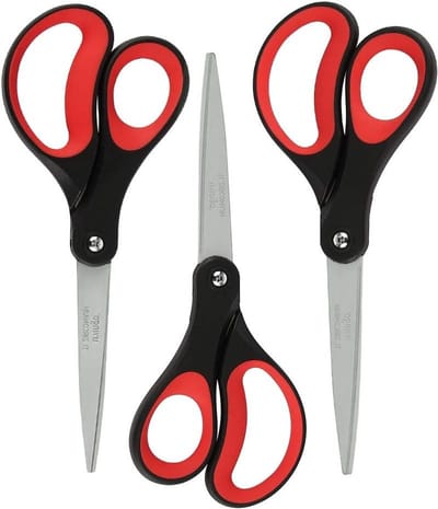 8 Inch All Purpose Scharen Set van 3, Titanium Ultra Scherpe Scharen voor Kantoor, Thuis en School, Ideaal voor Stoffen en Knutselprojecten met Comfortabele Grip en RVS Bladen