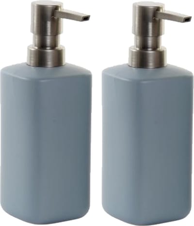 Items Zeeppompje - 2x - 19 cm - polystone - lichtgrijs/zilver - 300 ml - navulbaar - toilet/badkamer