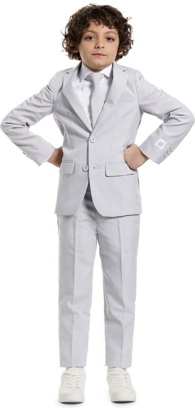 OppoSuits Groovy Grey - Jongens Pak - Casual Effen Gekleurd - Grijs - Maat EU 92/98
