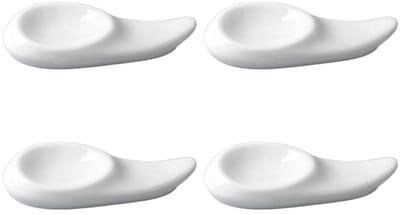 Cosensi- Eetstokjeshouder - 4 x Eetstokjesstandaard - Witte Keramische Houder - Duurzaam en Eenvoudig te Reinigen - Afmetingen: 9,5 x 4,5 x 1,5 cm - Geschikt voor Bestek - Stokjeshouder