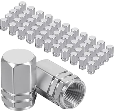 50 Stuks Universele Ventieldoppen voor Auto, Motorfiets en Fiets - Zilveren Aluminium