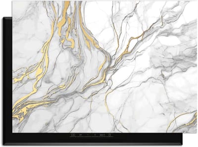 KitchenArt - Elegant Gold Marble – Inductie Beschermer - 83x51.5 cm - Kookplaat Beschermer - Luxe Afdekplaat Inductieplaat - Anti-slip & Oprolbaar - Beschermmat Inductiekookplaat