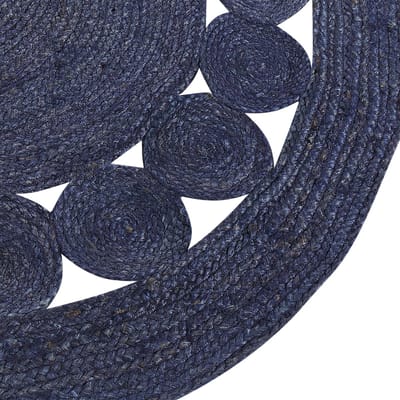 KOYUNLU - Laagpolig vloerkleed - Donkerblauw - 120 cm - Jute