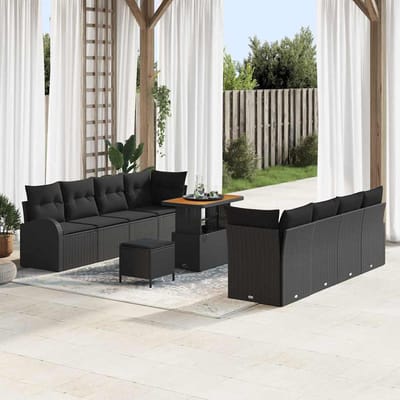 vidaXL - Tuinbank - Set - 11 - st - 10-Aantal - zitplaatsen - Zwart