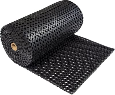 Rubbermat - Rubber ringmat op rol open bodem - 7,5 meter lang x 1meter breed (2.2cm dik) - werkplaatsmat - entreemat - schoonloopmat