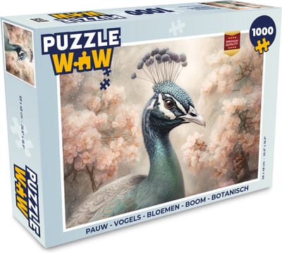 Puzzel Pauw - Vogels - Bloemen - Boom - Botanisch - Legpuzzel - Puzzel 1000 stukjes volwassenen