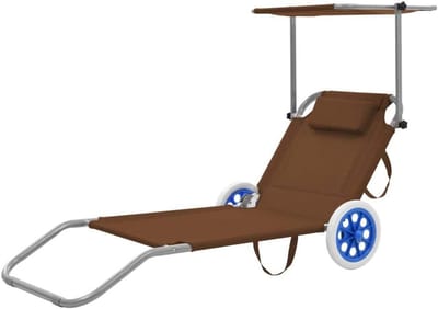 Opvouwbare ligstoel - Tuinstoel relax - Ontspannen buiten - Met verstelbaar zonnedak - 120 kg - Geel