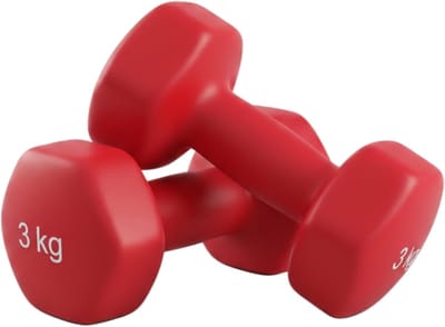 SnelShoppen - Dumbbells Vinyl 2 stuks - 0,5/1/2/3/4/5 kg - Gewichten voor Thuis Fitness - Rood - Stevige IJzeren Vullaag - Perfect voor Krachttraining