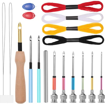 Punch Needle Set ponsnaald borduurset verstelbare naald beginners ponsnaald-inrijger 8 maten borduurwerk starter steekwerk ponsnaalden borduurnaalden met handgrepen DIY naaien art
