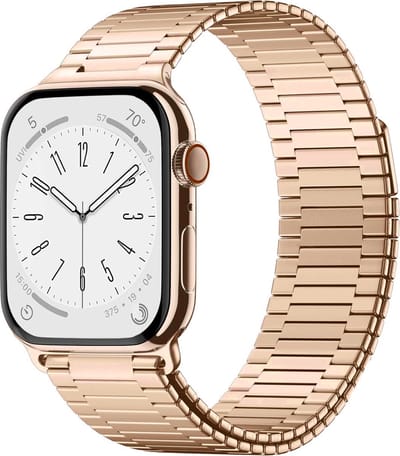 By Qubix - Geschikt voor Apple Watch bandje - Magnetische stalen band - Zeer sterke magneet - Rosé goud - Geschikt voor Apple Watch 38mm / 40mm / 41mm / 42mm - stalen bandje