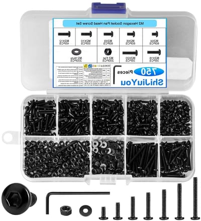 Dailygoods - 750 Stk M2 schroeven set, cilinderschroeven moeren sets, klein zwart zeskantschroeven set en sluitringen, inbusschroeven met moeren, machineschroeven assortiment