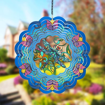 Metalen Windspinner - Draaiend Decor - Tuin Decoratie - 3D Libellenstijl - 30 cm - Kleurrijk