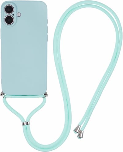 Coverup Hoesje - Geschikt voor iPhone 16 Plus Hoesje - Coverup Colour TPU Back Cover met Koord - Mint Green